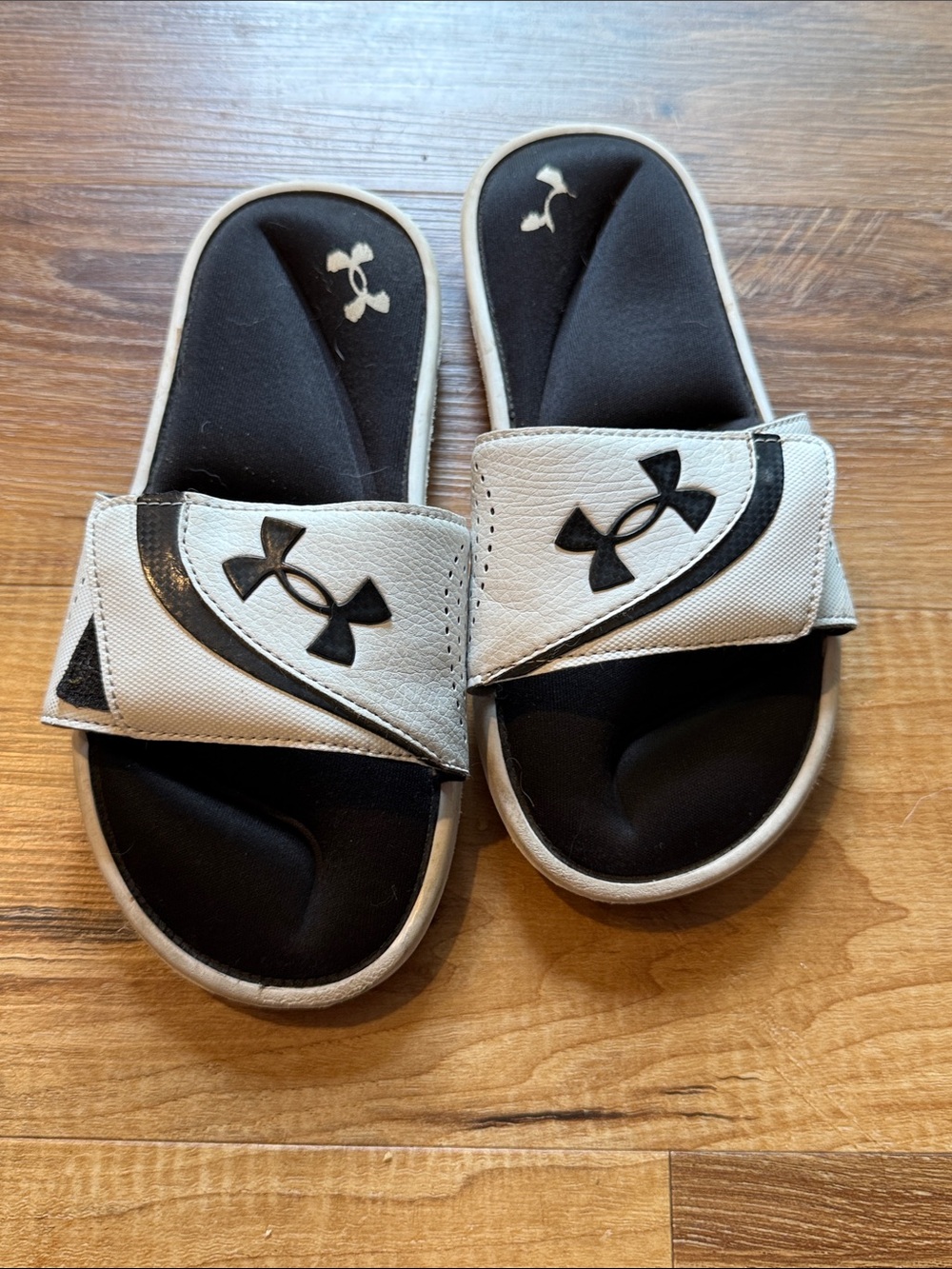 Under Armour Kids Black and White Adjustable Slide Sandals